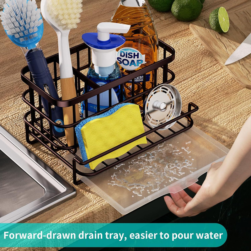 Multifunctional Kitchen Sink Caddy with Removable Drain Tray, Quick Draining Rus gallery