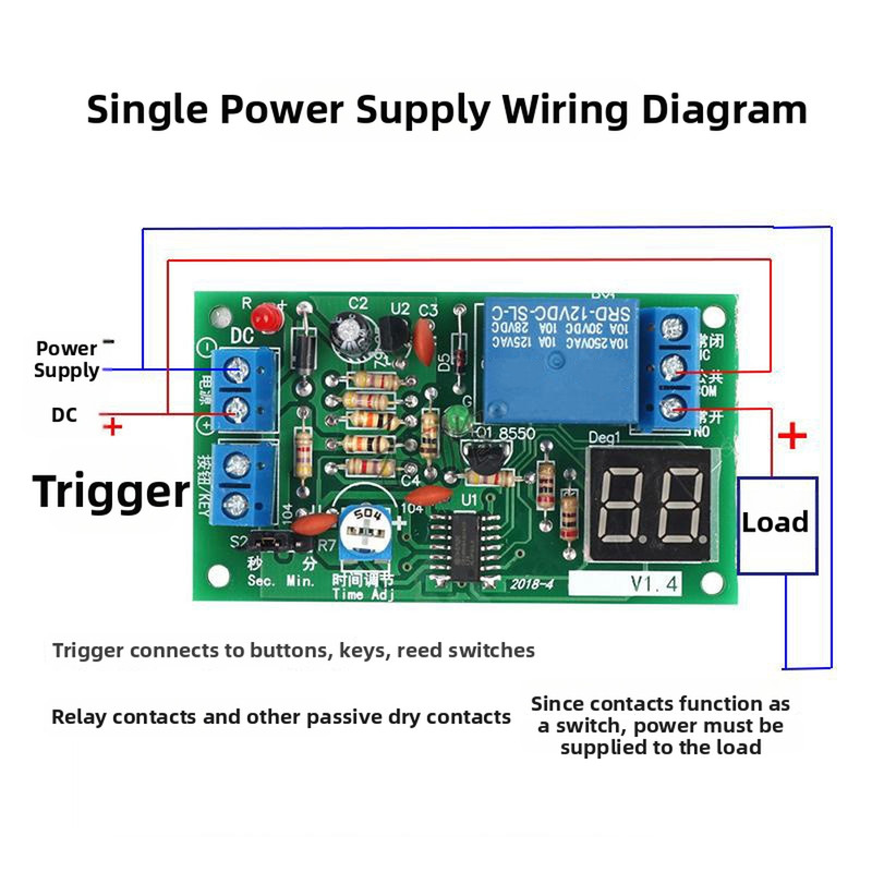 12V Time Delay Relay Adjustable 1-99 Sec/min Built-in Digital Tube Display gallery