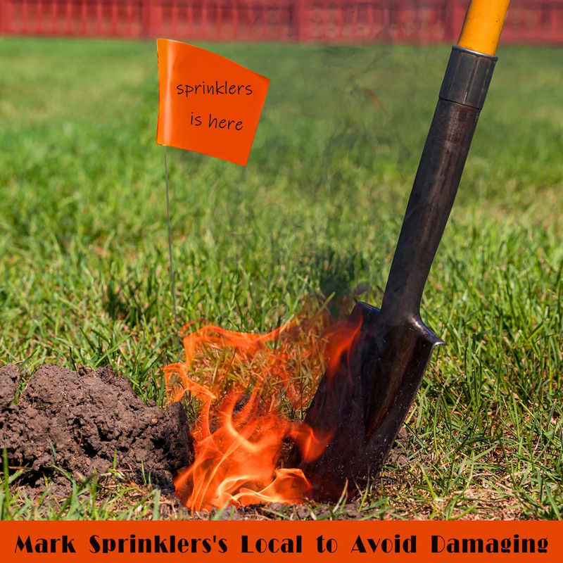 100Pack Fluorescent Orange Marking Flags, Writable | 15X4X5 Inch, Yard Flags for gallery