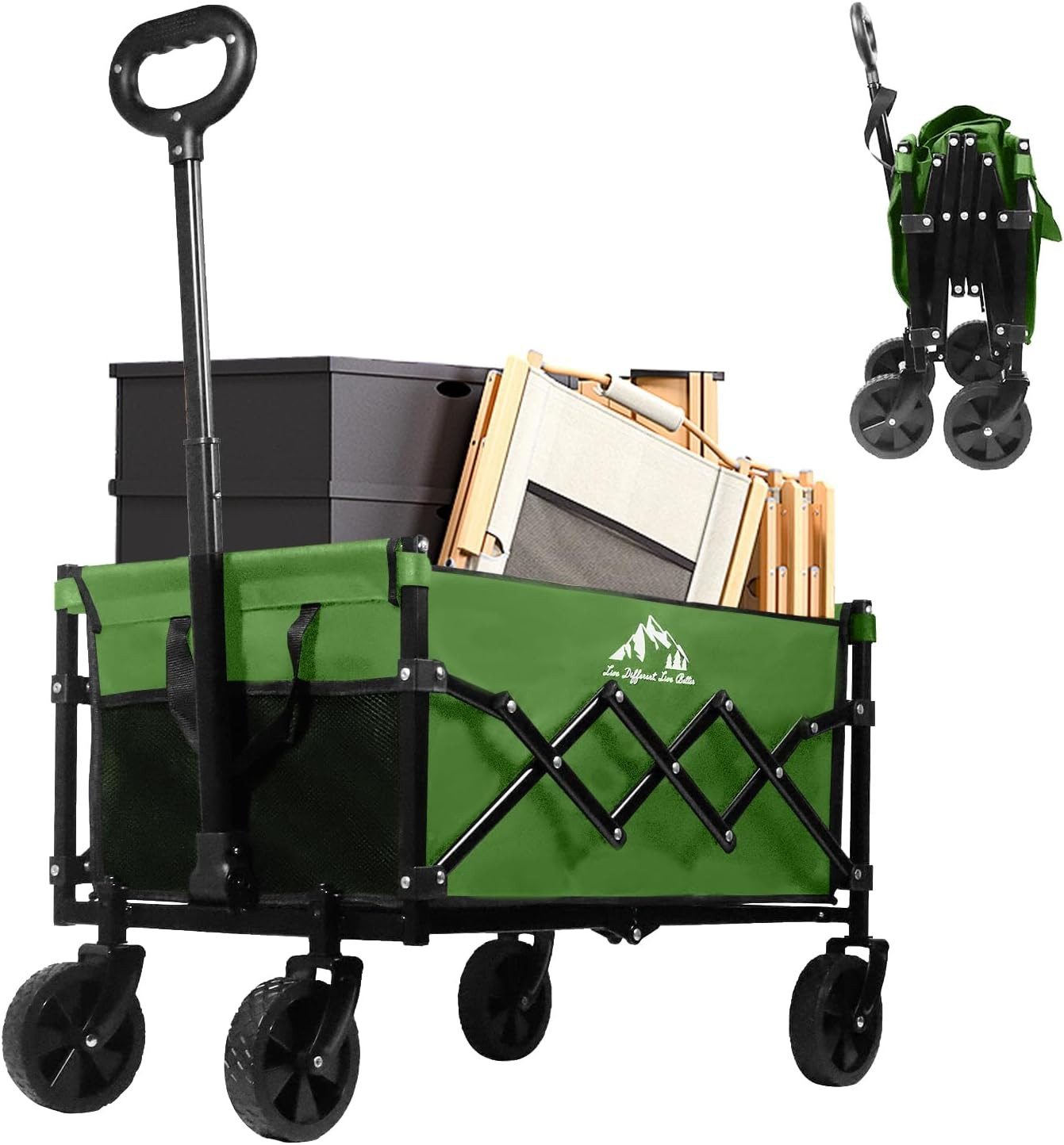 Collapsible Wagon Folding Utility Cart, Beach Wagon 352LBS Heavy-Duty with Adjus gallery