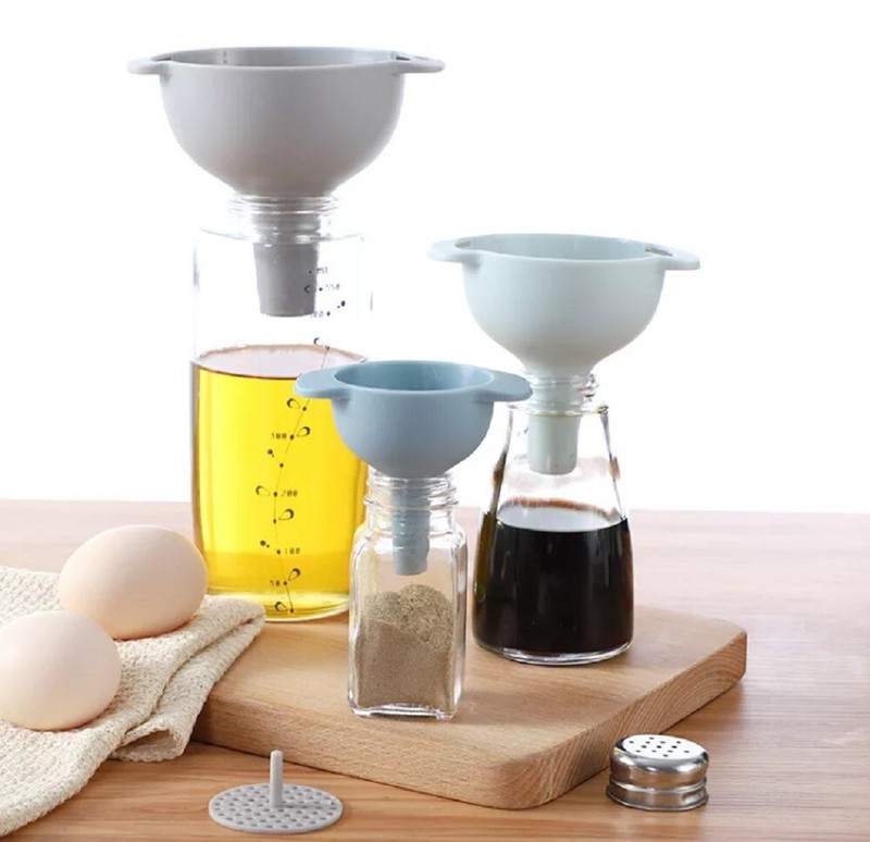 3 Kitchen Funnel Set with Detachable Strainer Filter Oil Funnel for Kitchen Use gallery