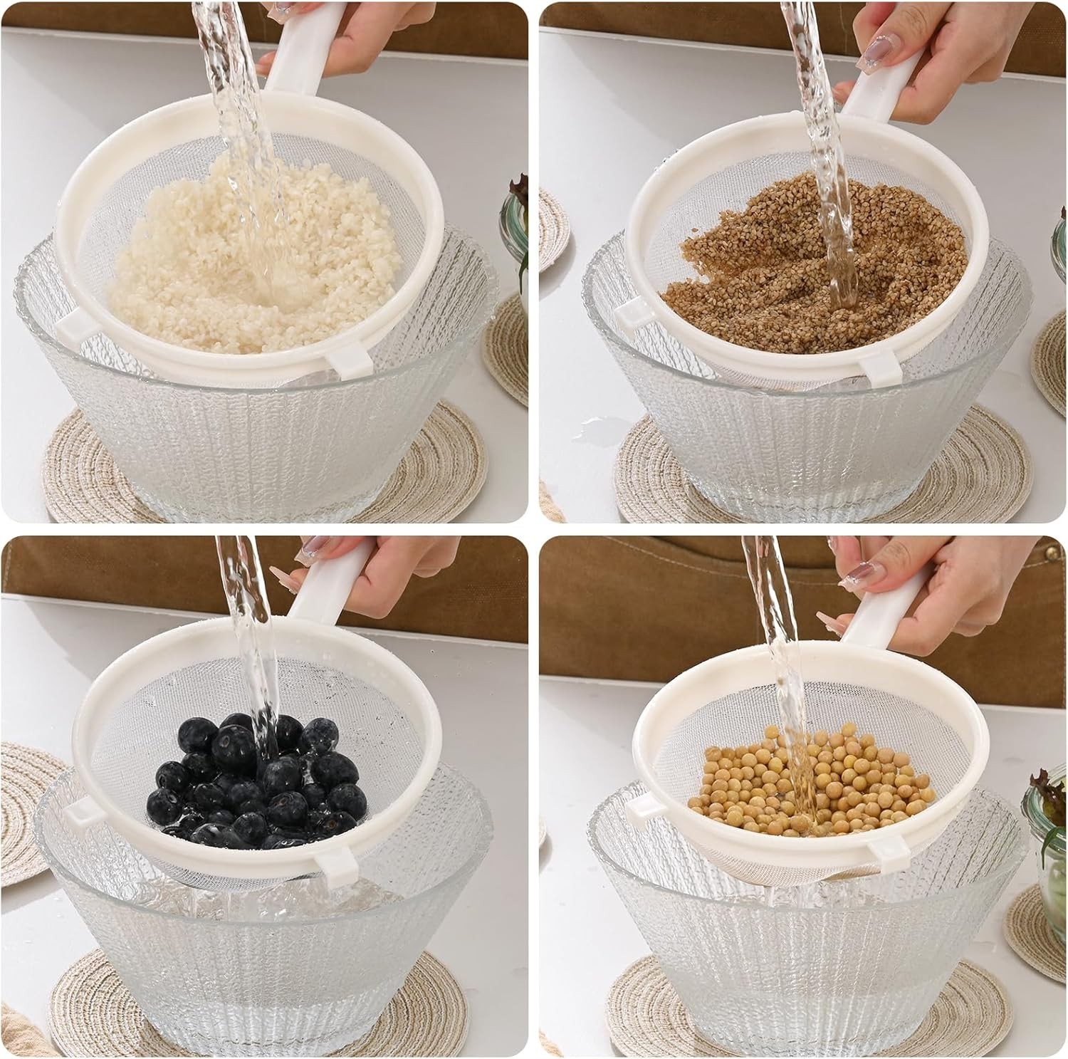 Plastic Nylon Mesh Strainer Colander with Handle, 6.50", Fine Mesh Kitchen Sieve gallery