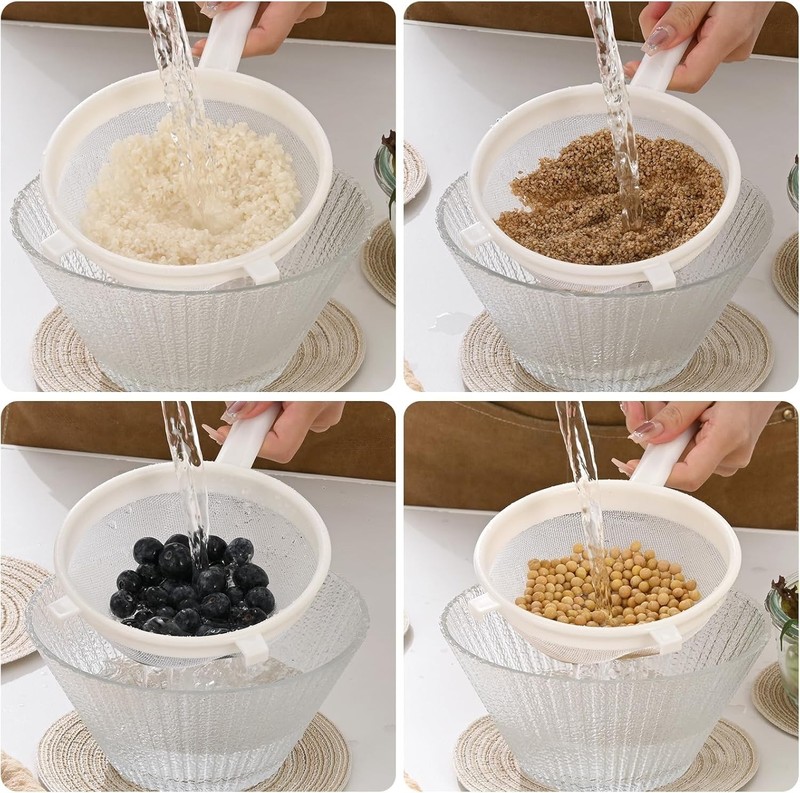 Plastic Nylon Mesh Strainer Colander with Handle, 6.50", Fine Mesh Kitchen Sieve gallery