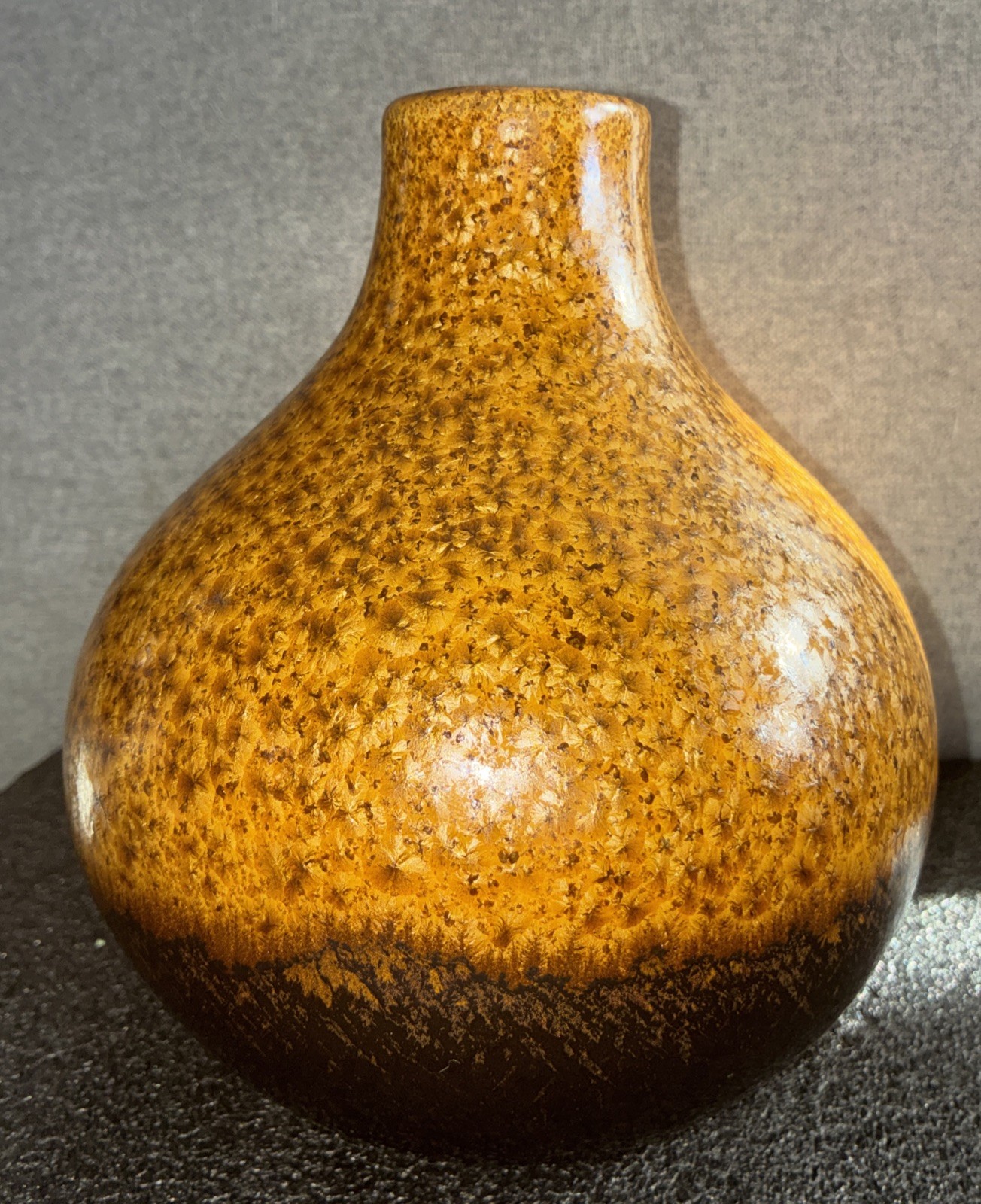 CRATE & BARREL Textured Ceramic 7”H Vase Brown Speckled Glaze Modern Decor gallery