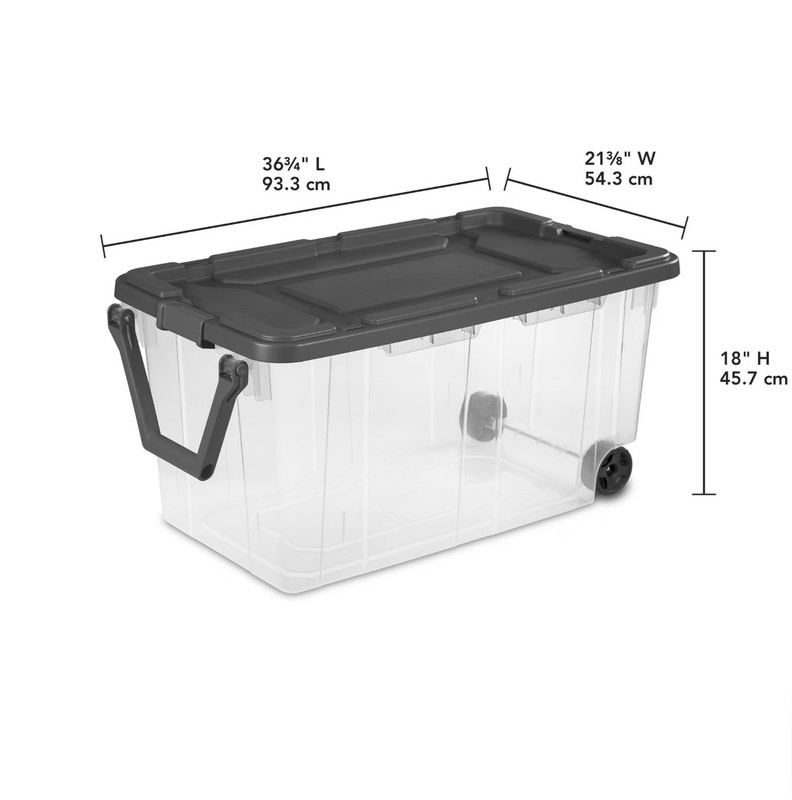 (2 pack) Sterilite 160 Quart Wheeled Storage Box, Extra Large Durable Clear Plas gallery