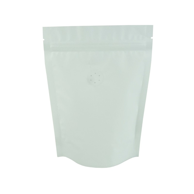 QQ Studio Bag for Coffee Grinds, White Stand Up Pouch with Valve for Beans gallery