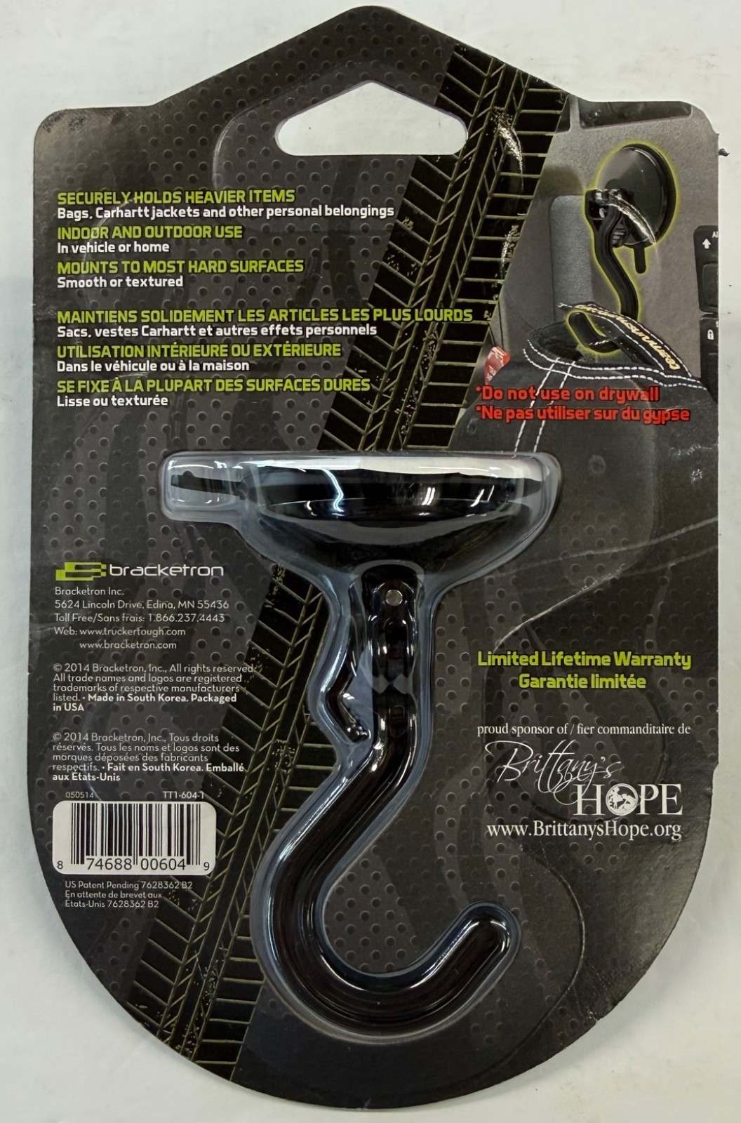 2/$19.99 Trucker Tough ~ Mighty Hook ~ Small Black Hook ~ Holds 7lbs (TT1-604-1) gallery