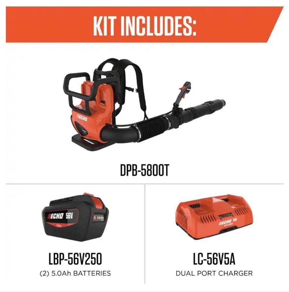 BRAND NEW IN BOX 56V Cordless Backpack Blower 2 Batteries & Dual Charger gallery