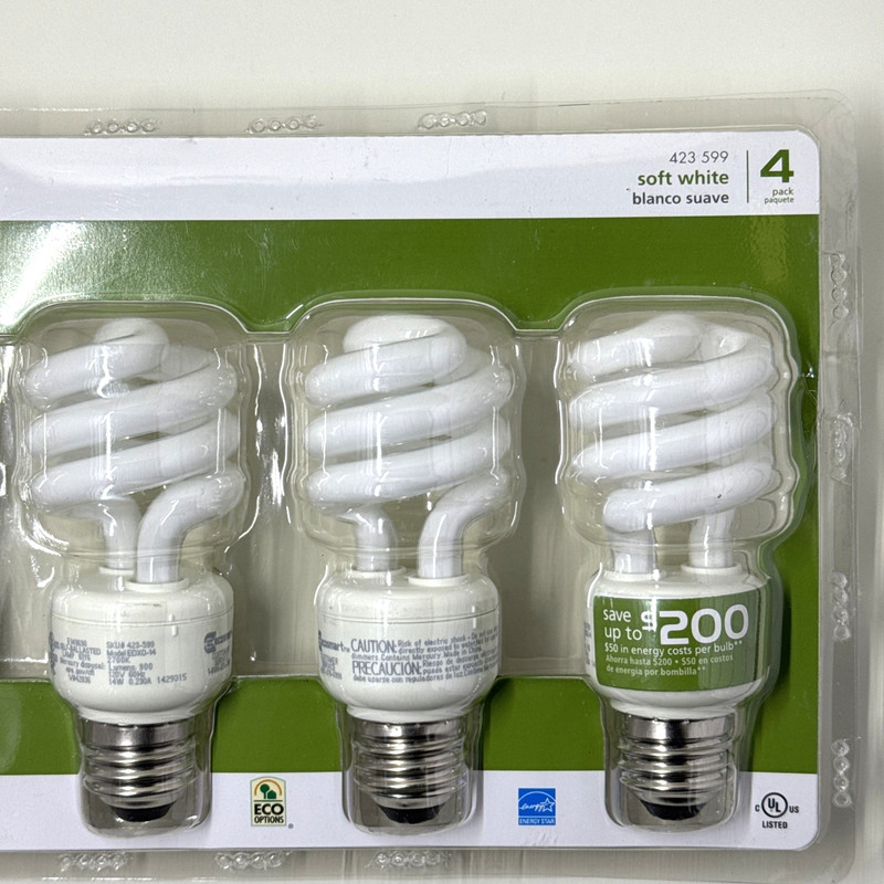 EcoSmart 60W Equivalent CFL Light Bulbs Soft White 900 Lumens 4-Pack gallery