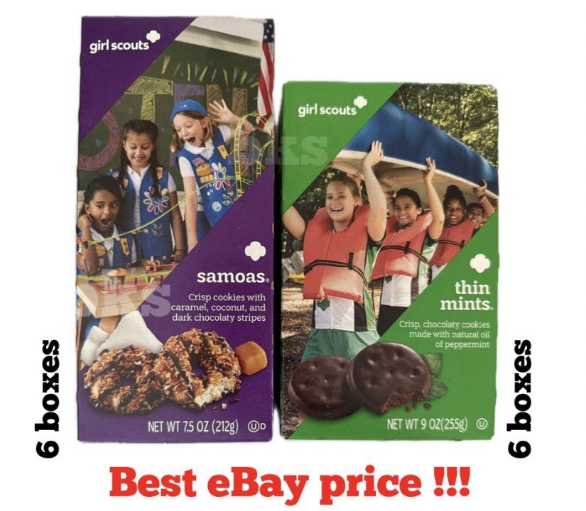 12 Boxes Girl Scouts Samoas + Thin Mints Cookies Chocolate Fudge Case Lot Snacks gallery