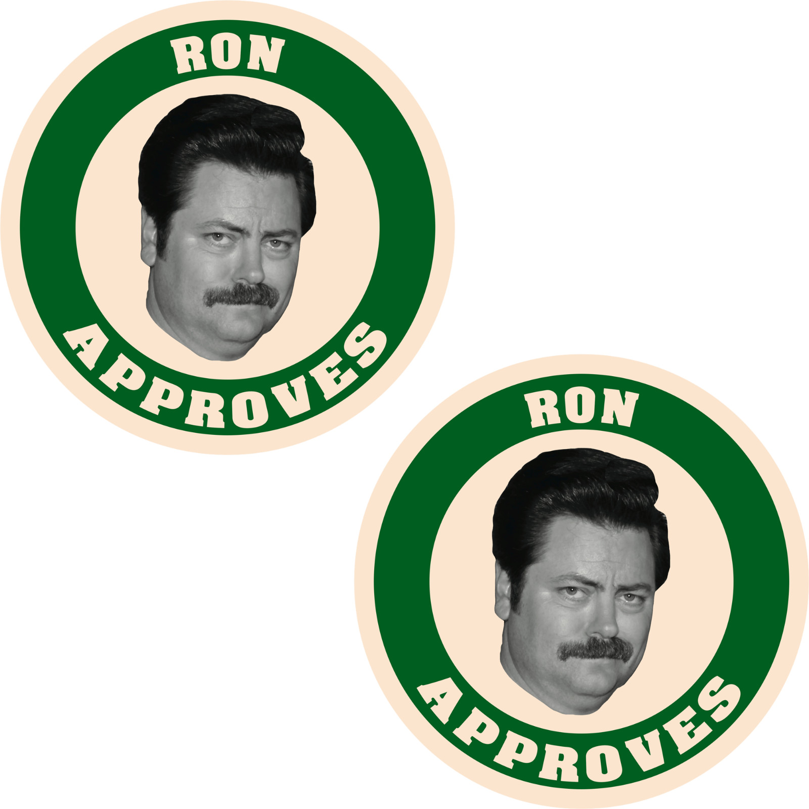 2x Parks and Rec Recreation Ron Swanson Approves 3 inch Stickers gallery