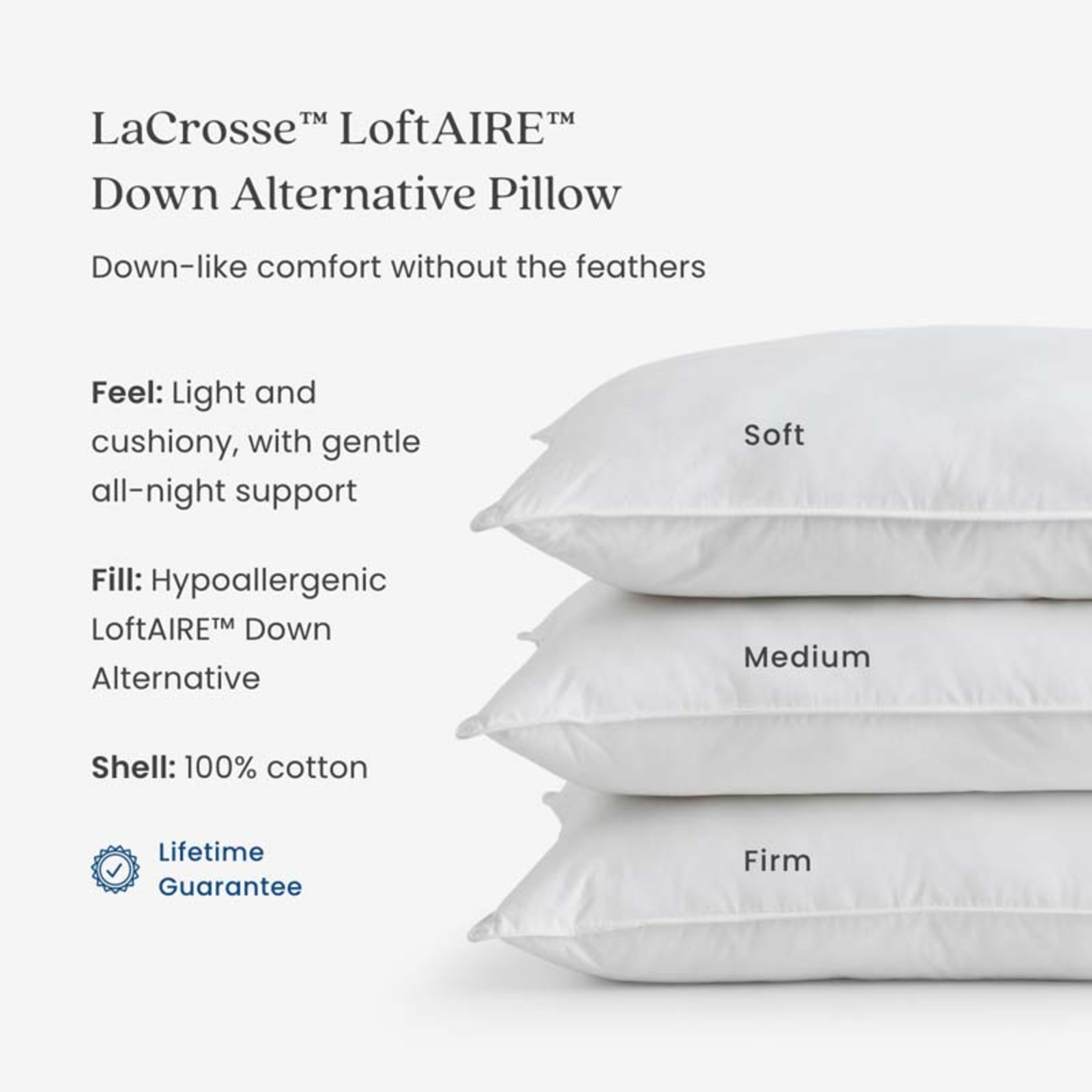 LoftAIRE Down Alternative Pillow - Soft, Standard... gallery