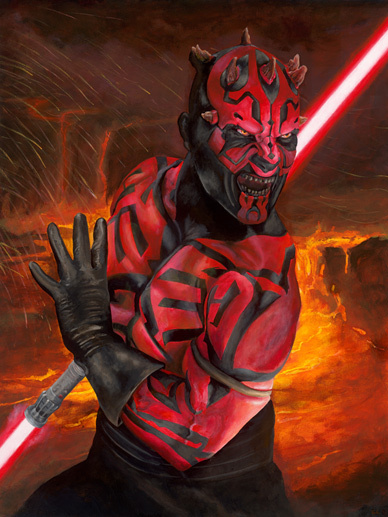 Darth Maul Double Red Lightsaber Volcanic Star Wars Fine Art Giclée on Canvas gallery