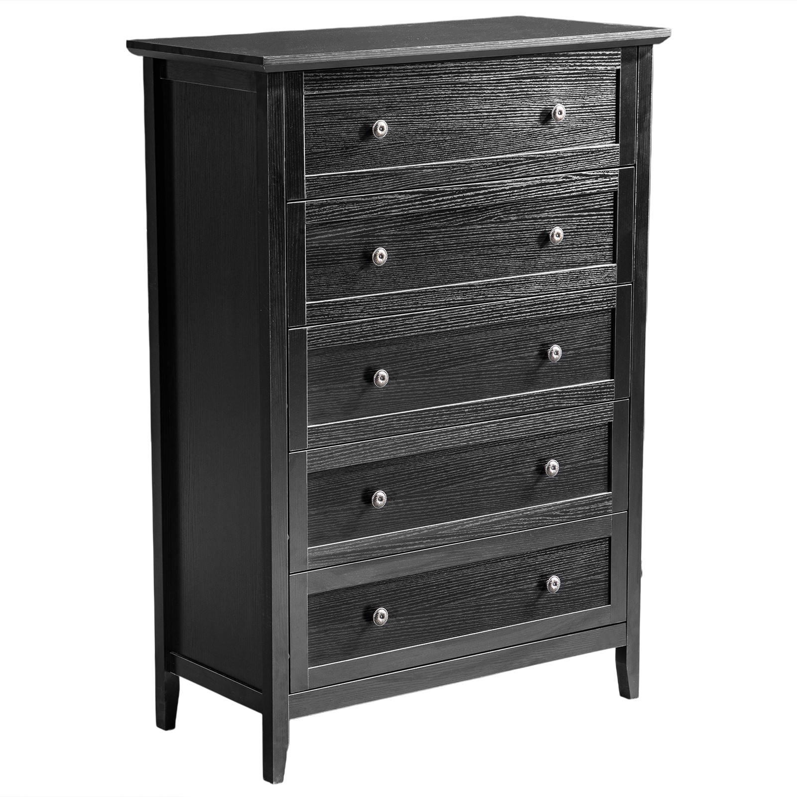 Embossed P2 Particleboard MDF Melamine Framed Double Handle Five Drawers Cabinet gallery