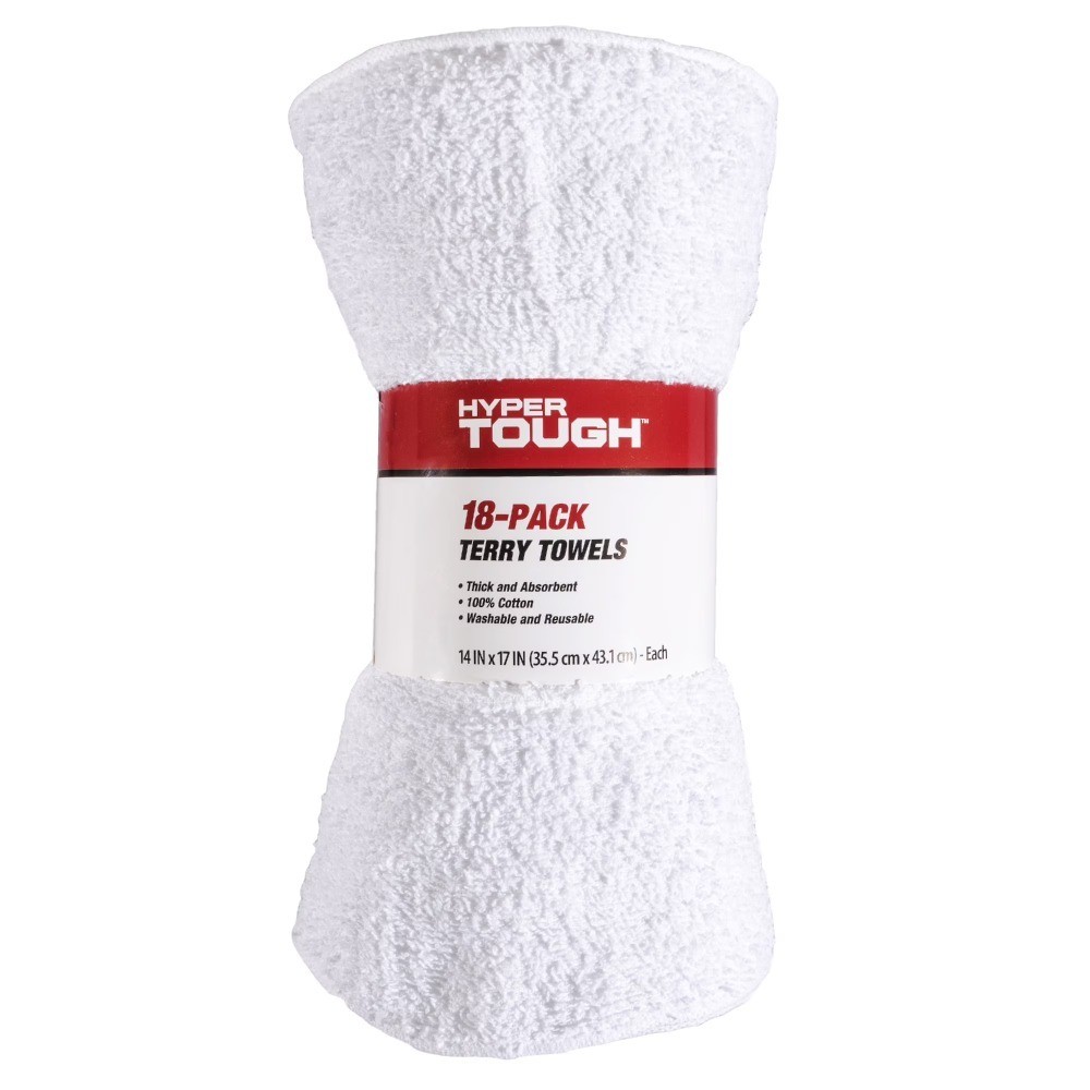 100% Cotton 14" x 17" All Purpose Terry Towels, 18 Pack, White gallery