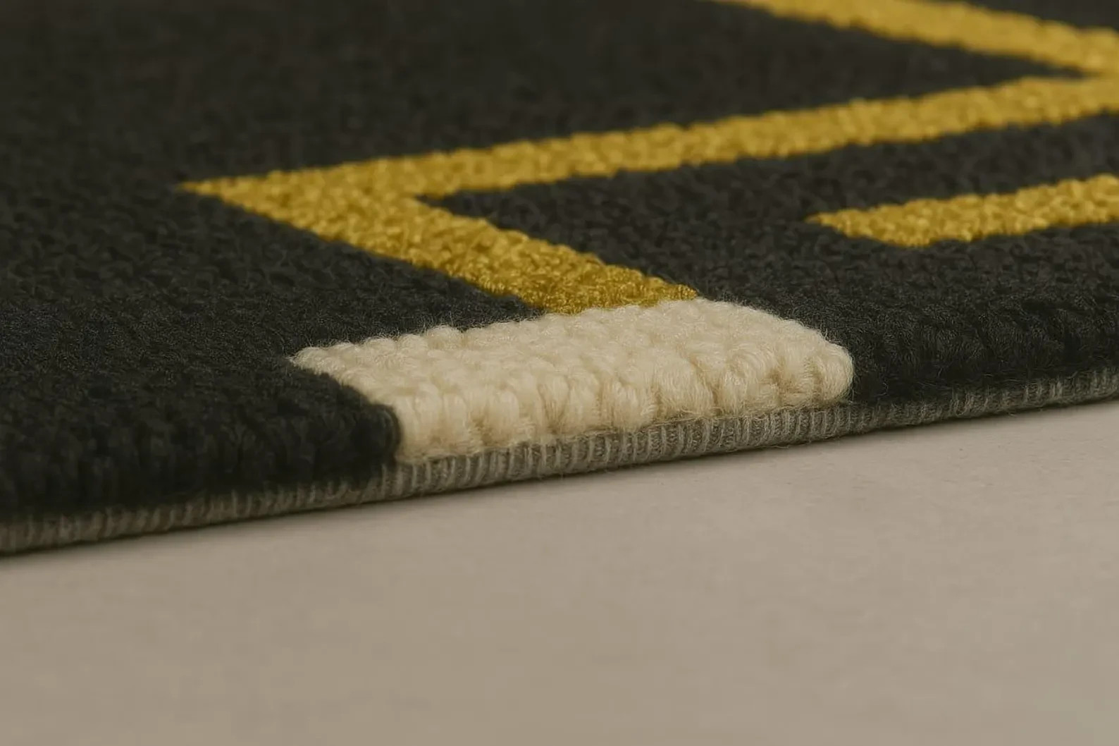 Art Decor Hand-Tufted Wool Rug | Black & Gold Geometric Luxury | Modern Carpet gallery