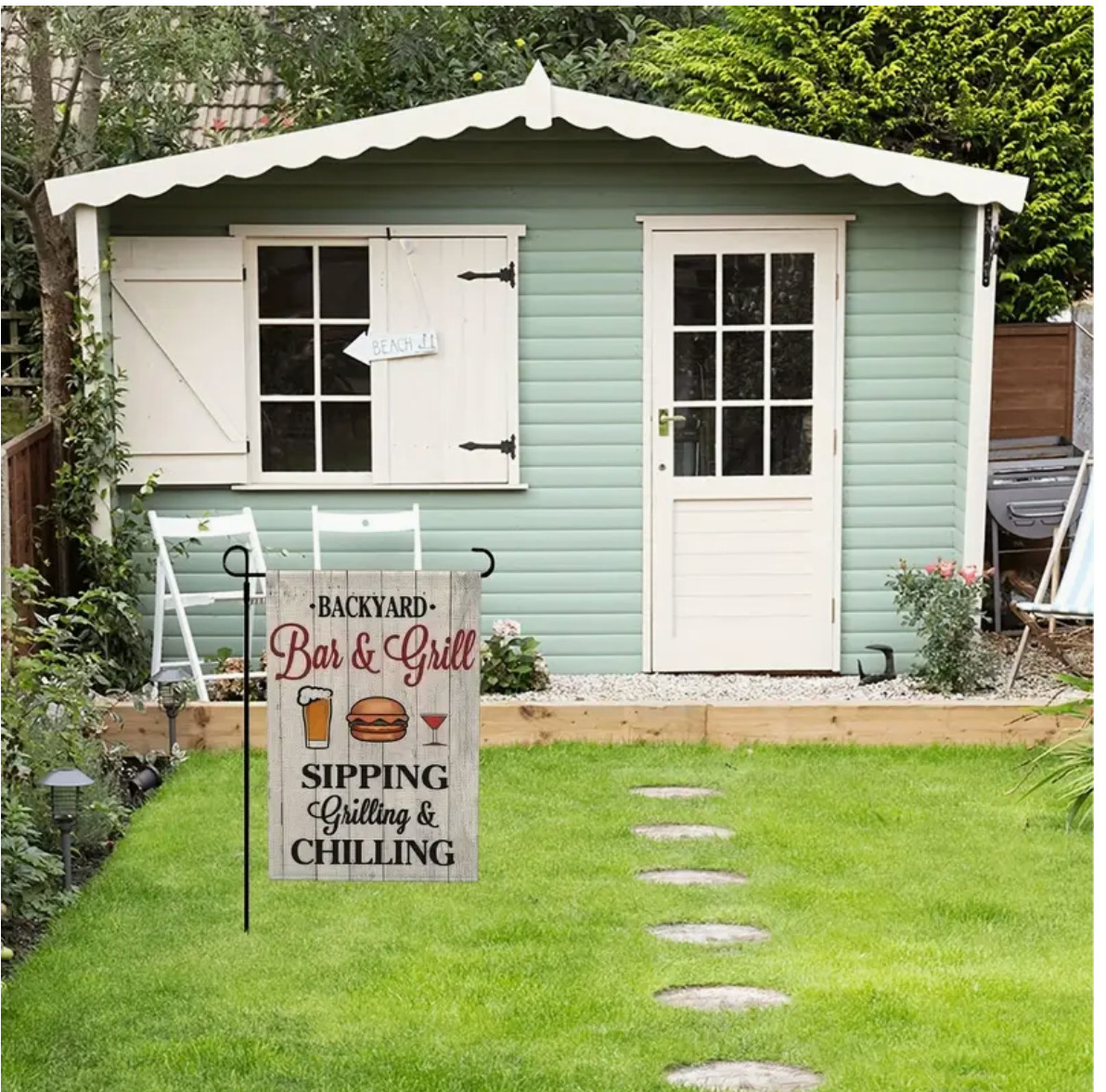 Garden Flag for Outdoors Double-Sided Backyard Bar & Grill, 12"x18" High Quality gallery