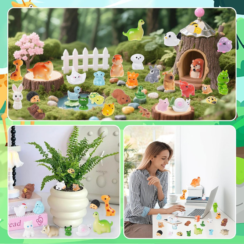 50PCS Mini Resin Animals Tiny Animals Miniature Figurines Bulk for Micro Fairy G gallery