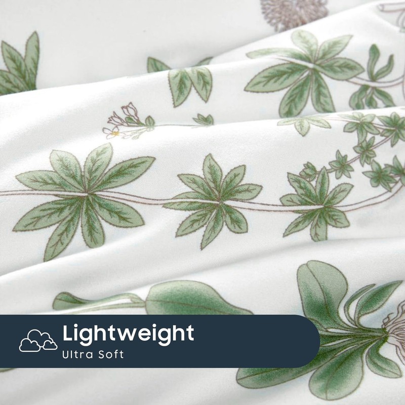 Wake In Cloud - Botanical Sheet Set, Yellow Flowers and Green Leaves Floral gallery
