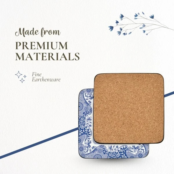 Spode Italian Coasters Blue Italian Set of 6 – Cork Backed Square Bar Drink Mats gallery