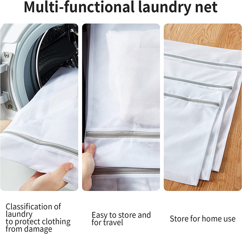 10 Pack Mesh Laundry Bags for Delicates with Non Rust Zipper- White Laundry Bag gallery