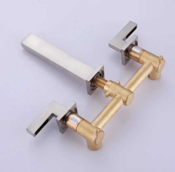 BWE A-93015-N Two-Handle Wall Mounted Bathroom Faucet Brushed Nickel OPEN BOX gallery