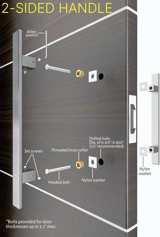 24 Inch Square Rectangle Flat Shape Stainless Steel Shower Glass Door Handles gallery