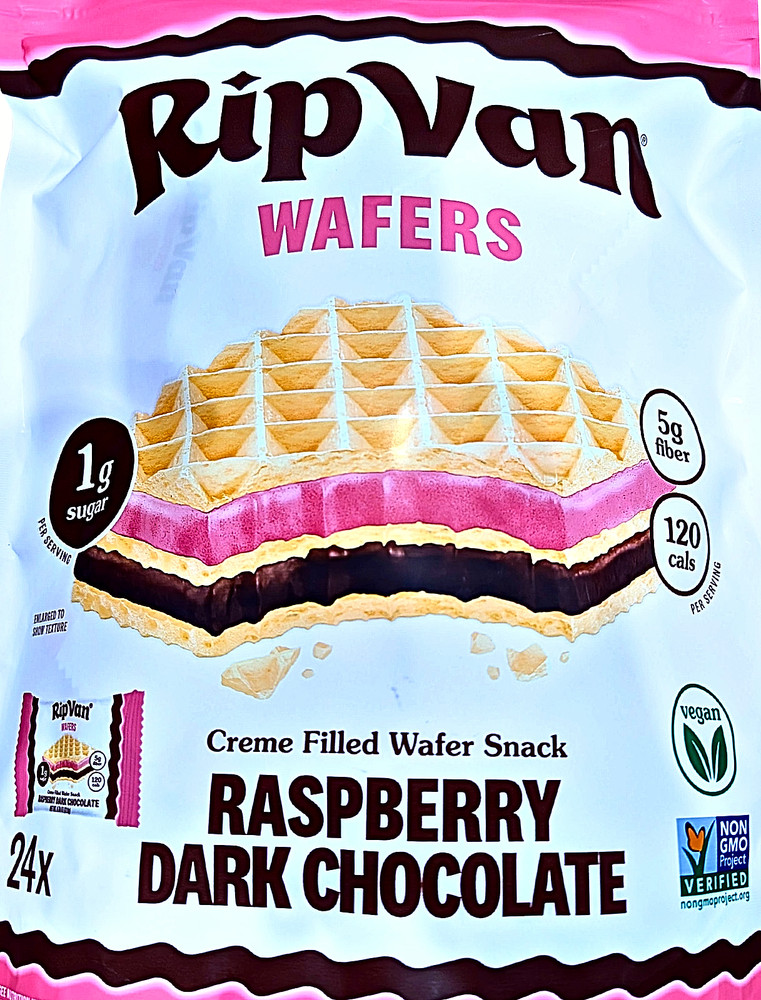 Rip Van Wafers Raspberry Dark Chocolate 24 Count x 0.78 Oz EXP 05/2027