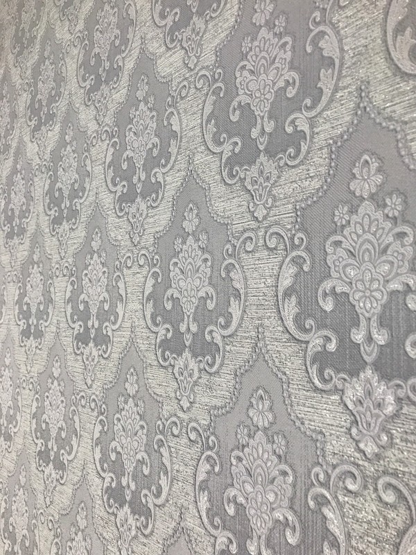 Wallpaper fabric pattern wallcovering textured white gray damask paste the wall gallery
