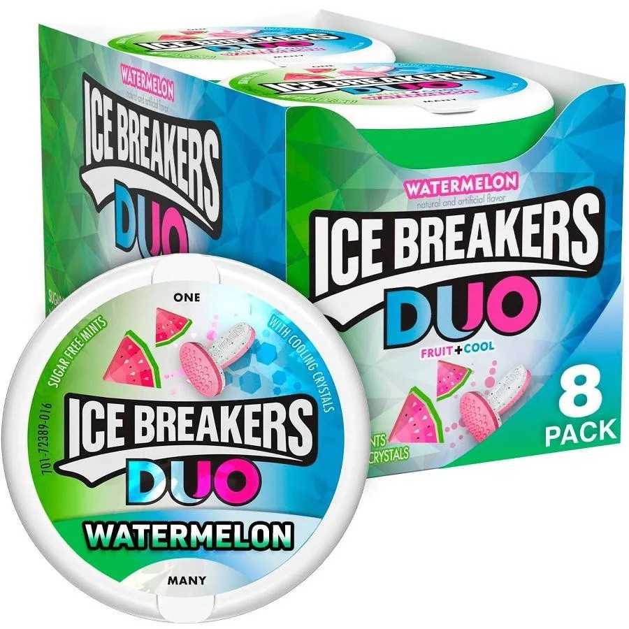 Ice Breakers Duo Sugar Free Mints, Watermelon, 1.3 Ounce (Pack of 8) gallery