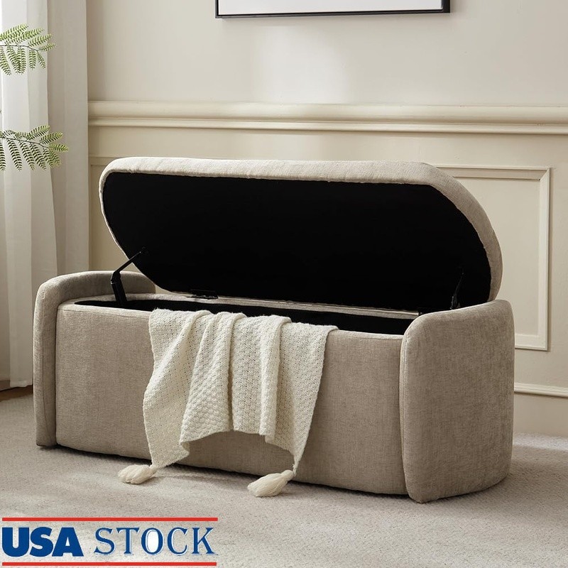 Storage Ottoman Bench Modern Upholstered Lift Off Lid Living Room Bedroom New gallery