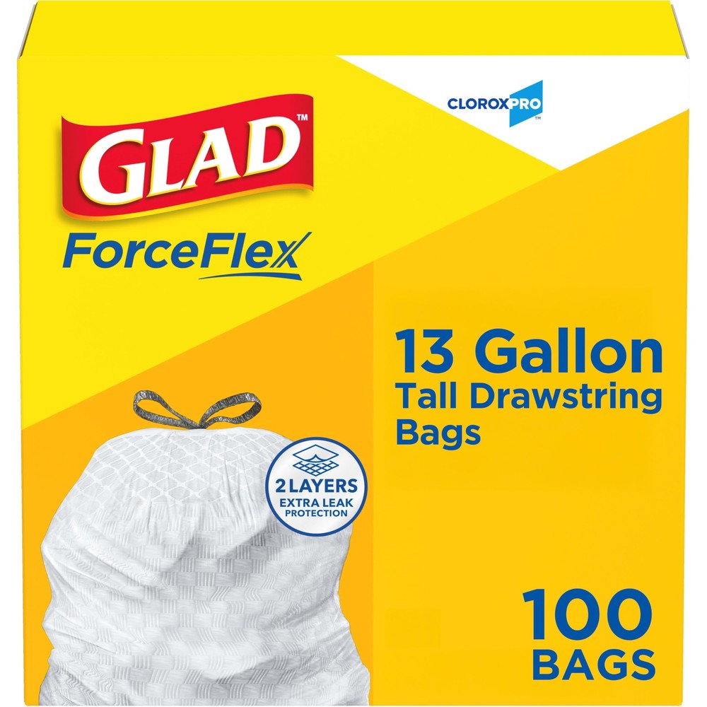CloroxPro Glad ForceFlex Tall Drawstring Trash Bags 13 Gal 100 Ct