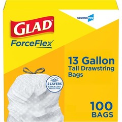 CloroxPro Glad ForceFlex Tall Drawstring Trash Bags 13 Gal 100 Ct