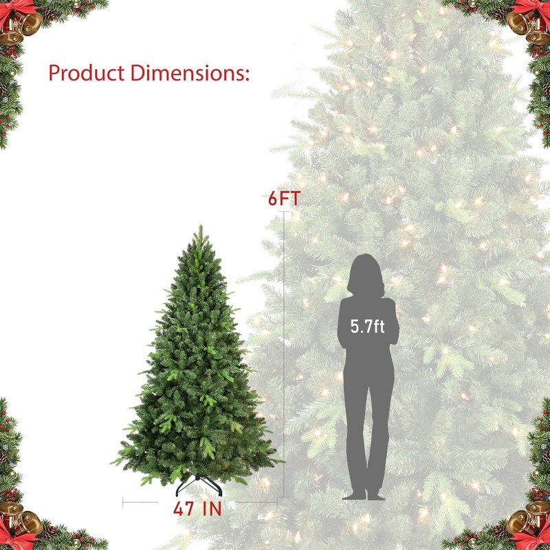 MAKEATREE 6ft Artificial Christmas Tree with 1296 Mixed PE & PVC Tips, Unlit ... gallery