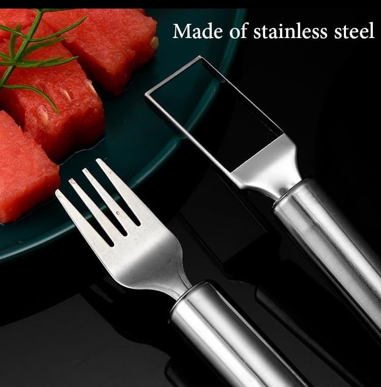 2-in-1 Watermelon Fork Slicer Cutter, Stainless Steel Silver Gray gallery