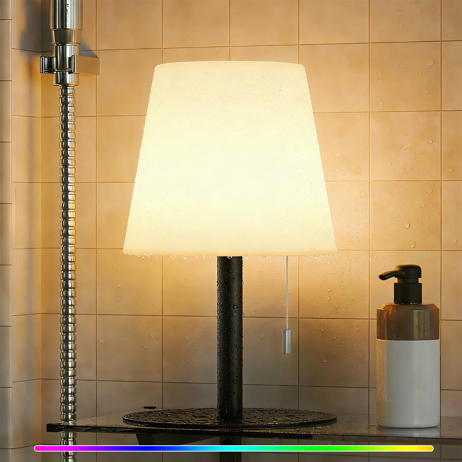 Shower Lamp Waterproof with Warm White & RGB, Cordless Lamp Rechargeable with... gallery