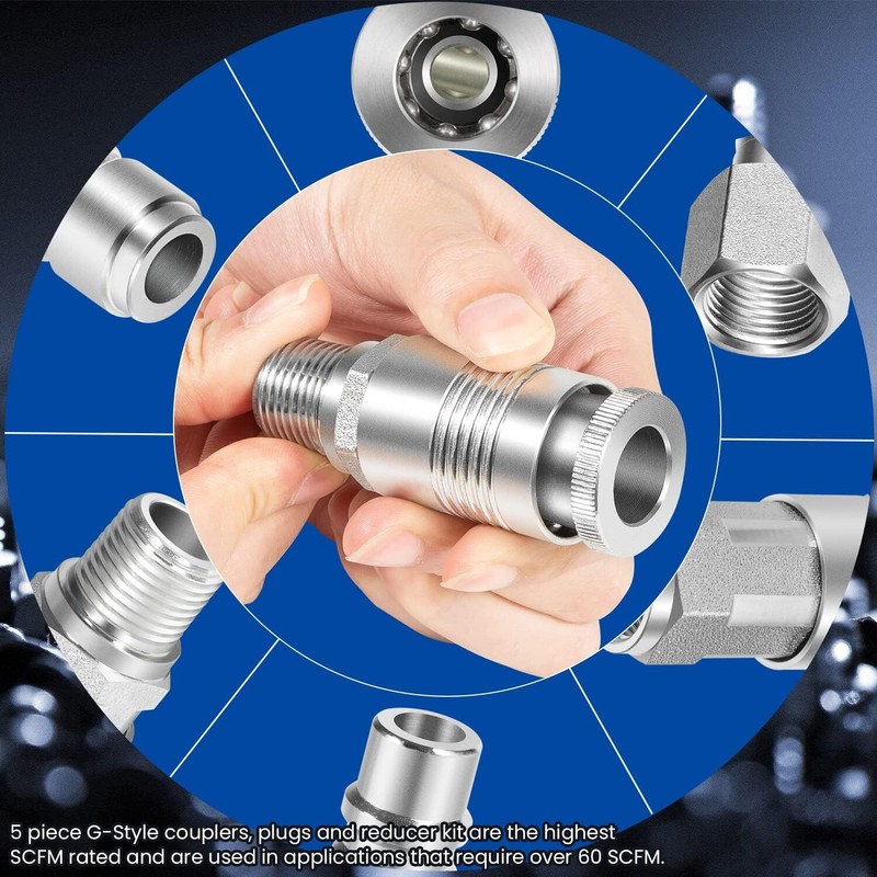 G Style Coupler Plug & Reducer Kit S-224 For require more than 60 SCFM 5pcs gallery
