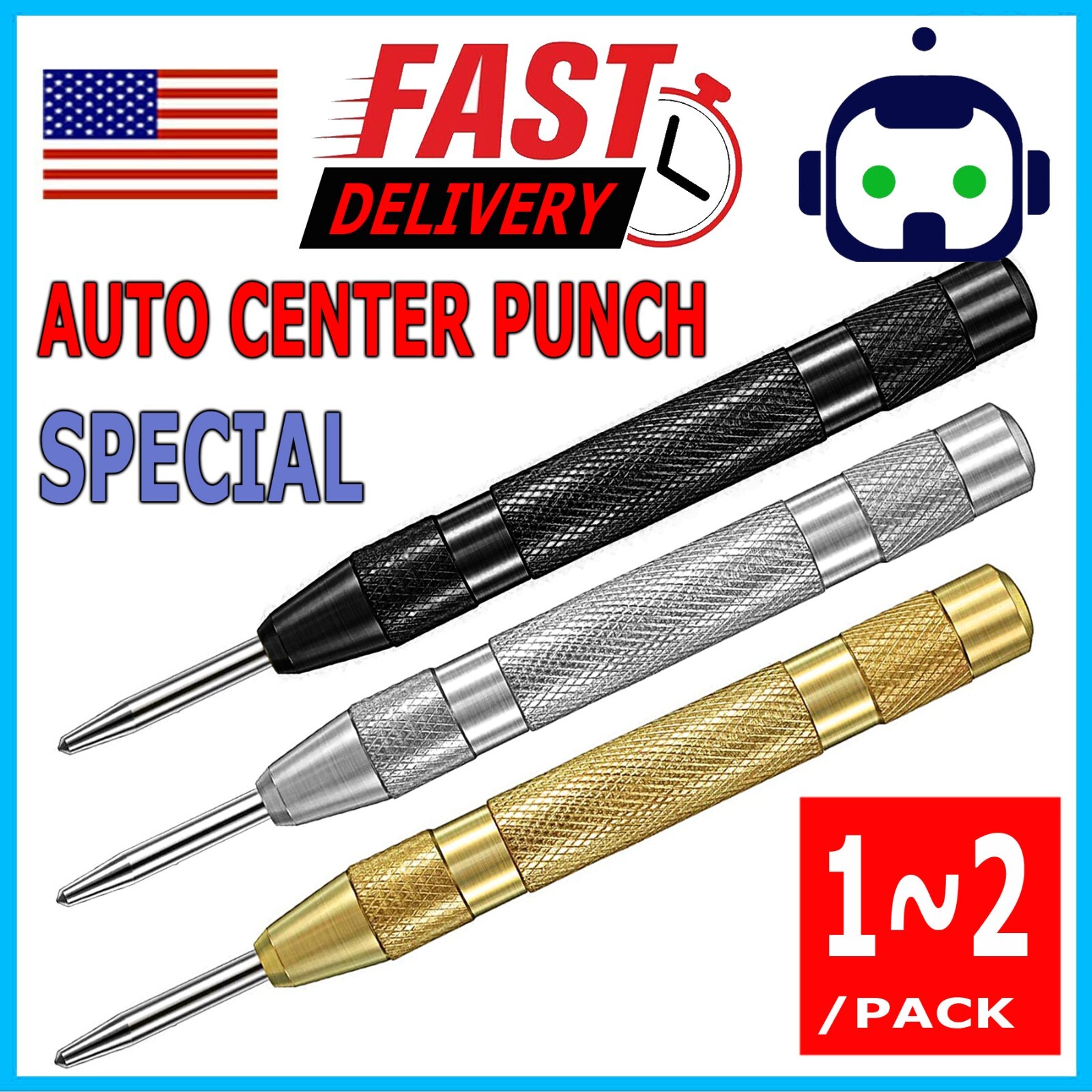 Automatic CENTER PUNCH Tool Adjustable Spring Loaded Super Strong Metal Drill gallery