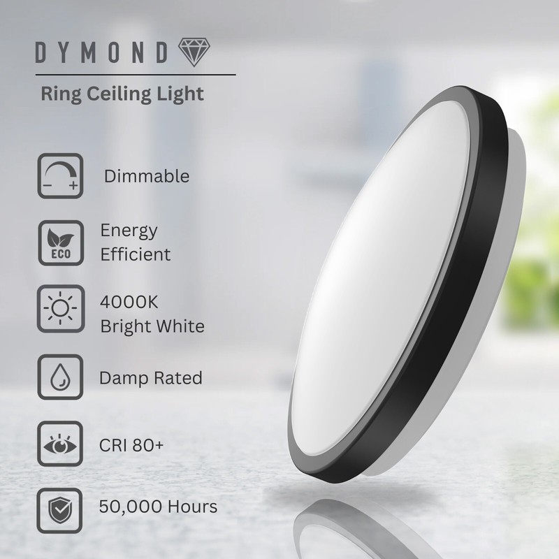 LED Flush Mount Ceiling Light 10 in. Matte Black Round Dimmable 4000K Daylight gallery