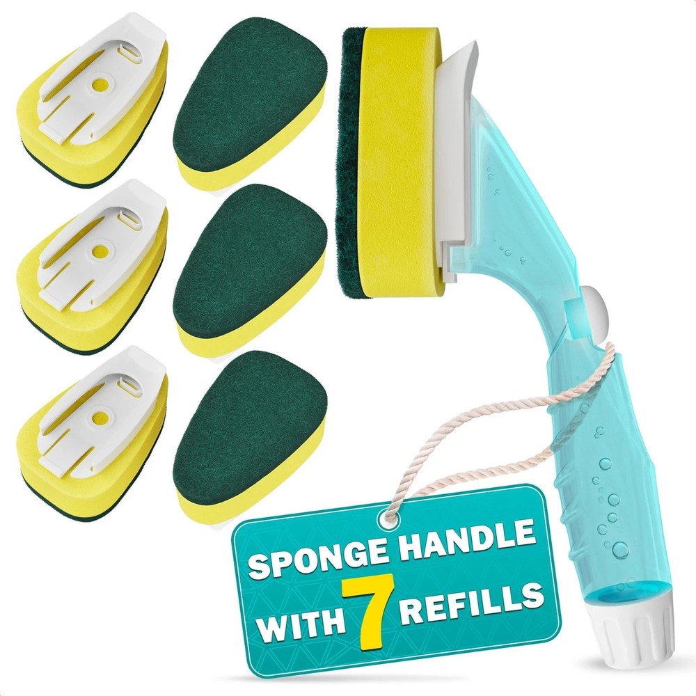 Dish Sponge with Handle – High-Density Absorbent Dish Washing Brush with Hand...