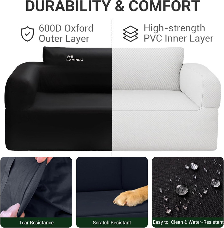 Inflatable Couch for Camping with Built in Pump Portable Blow up Sofa with Punct gallery