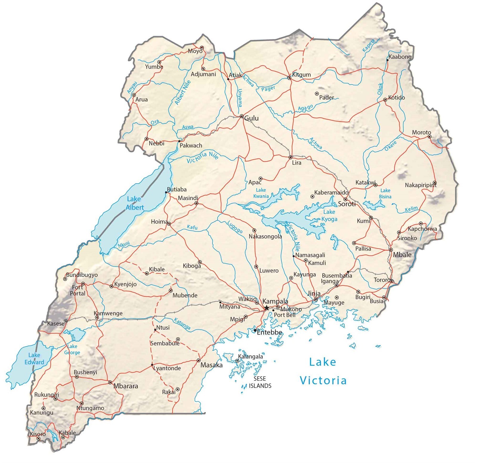 Uganda Physical Map GLOSSY POSTER PICTURE PHOTO PRINT BANNER 13934 gallery