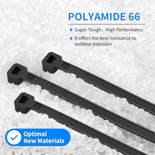 2000 PCS Zip Ties Assorted Sizes 4+6+8+10+12 4+6+8+10+12 inch(2000pcs) Black gallery
