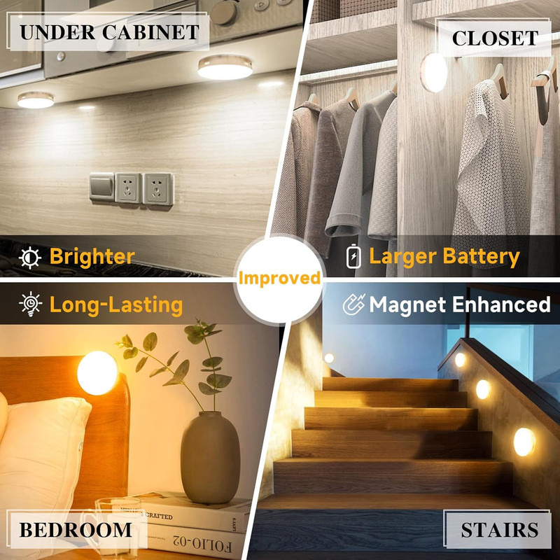 Bright LED Rechargeable Motion Sensor Lights - 4 Pack for Indoor Use gallery