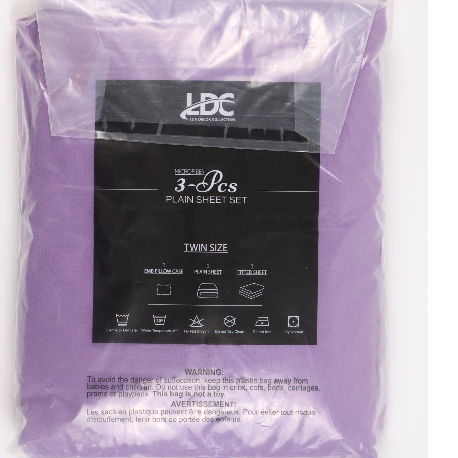 Lux Decor Collection Bedding 3 Piece Sheet Set Purple Solid Twin NWT gallery