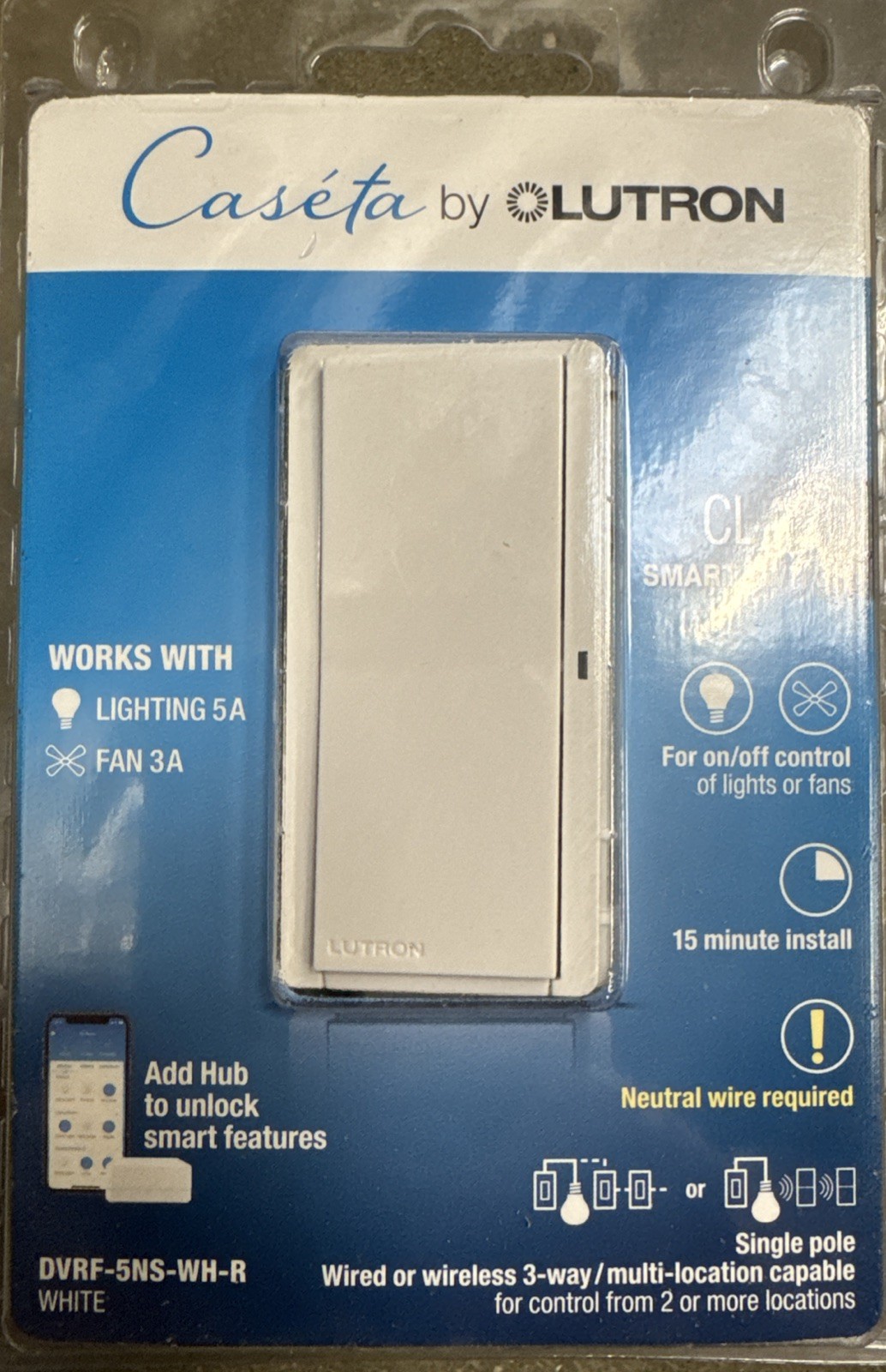 Lutron Caseta Claro Smart Switch - White DVRF-5NS-WH-R gallery