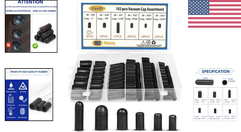 High Quality Rubber Vacuum Caps Kit - 6 Sizes for Leak Prevention & Protection gallery