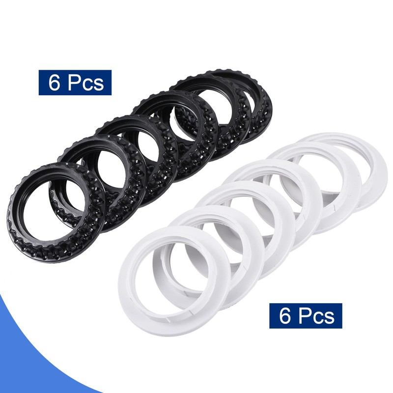 E26/E27 Light Socket Rings Lamp Shade Holder Adapter Ring 6Pcs Black 6Pcs White gallery
