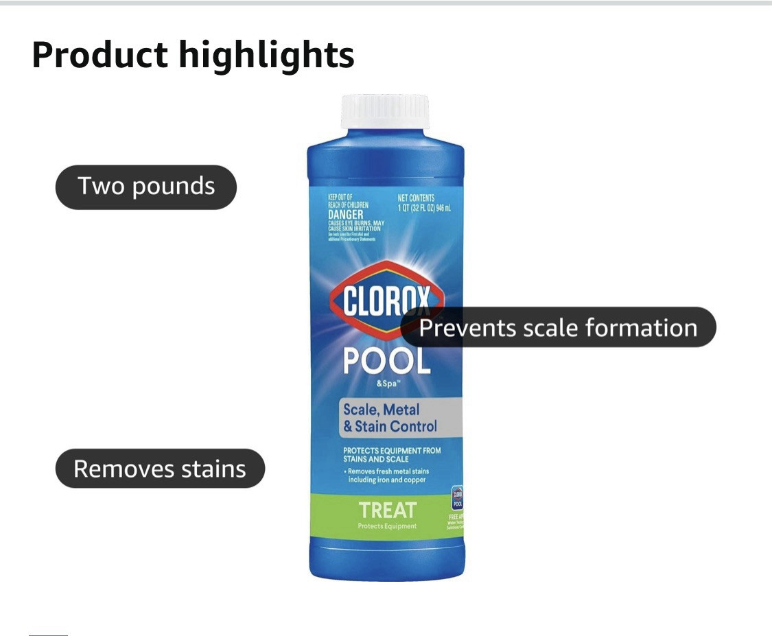 Clorox® Pool&Spa™ Swimming Pool Scale, Metal & Stain Control, Prevents Metal... gallery