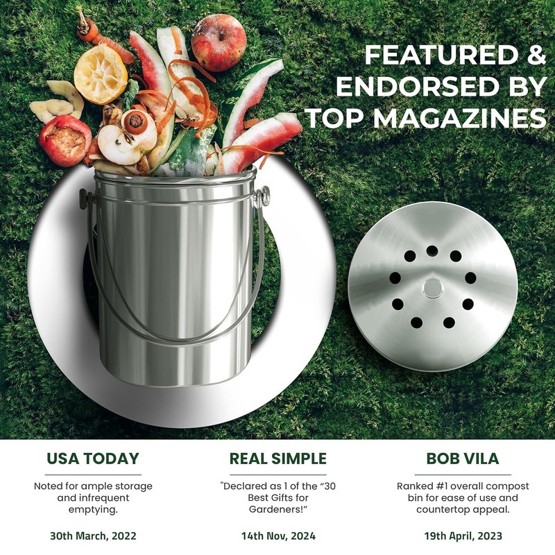 Utopia Kitchen Compost Bin for Kitchen Countertop - 1.3 Gallon Compost Bucket gallery